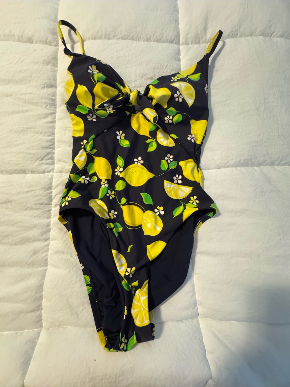 Trina Turk Black One-Piece Swimsuit with Yellow Lemon Print